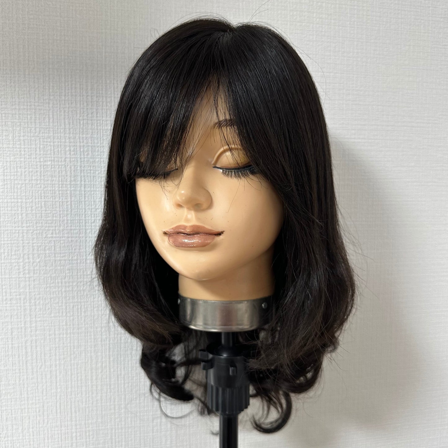 限定品 ブラックパーマ 前髪あり 百合子ウィッグレミー人毛100%